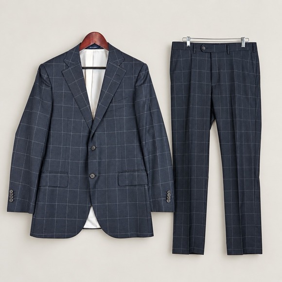Suitsupply Other - Suitsupply Brescia Gray 42R Suit Vitale Barberis Canonico 110 Wool Windowpane